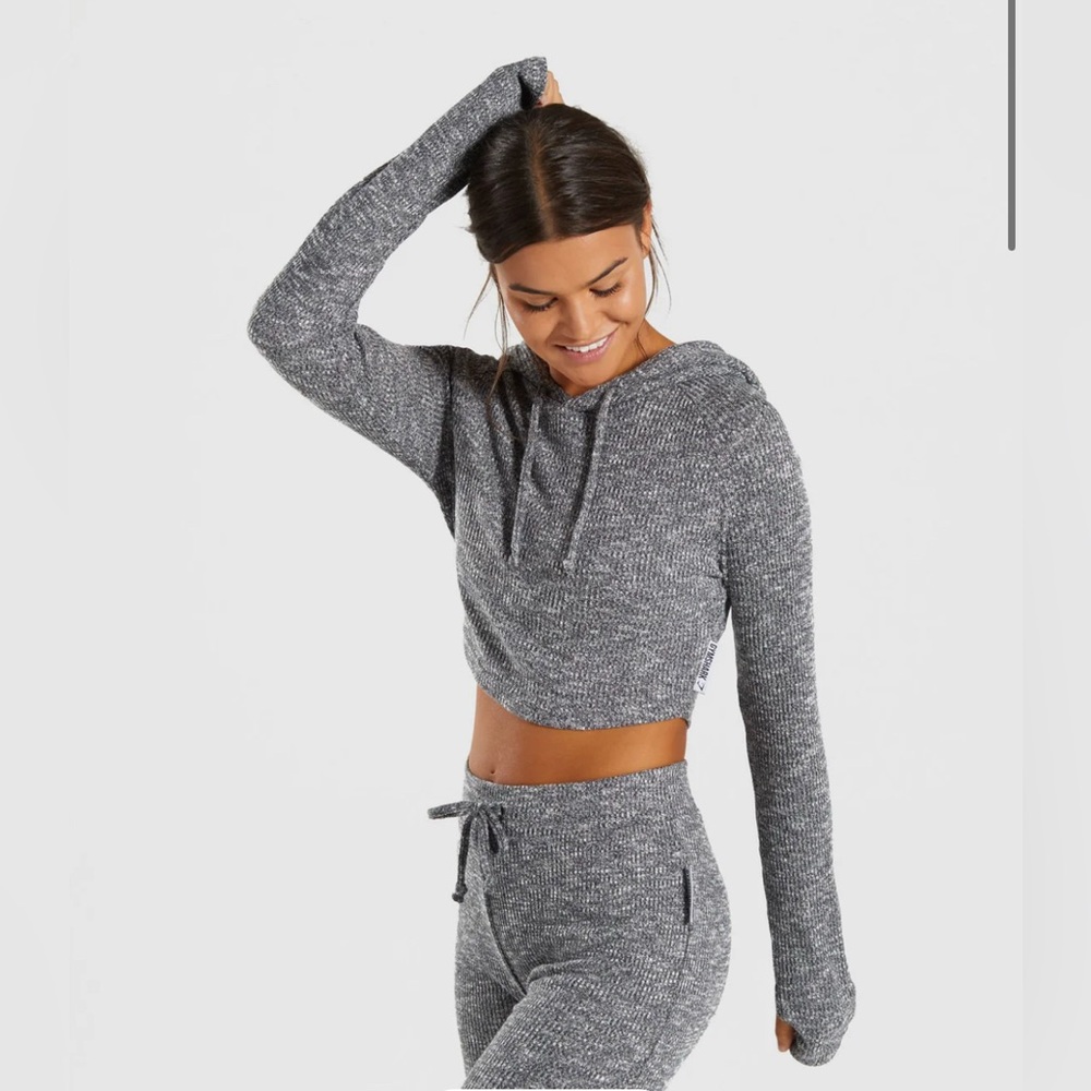 Gymshark Heather Gray Slounge Cropped Hoodie